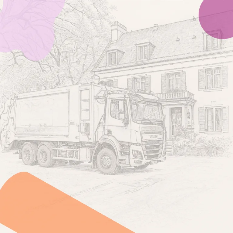 Illustration : camion de débarras devant une maison