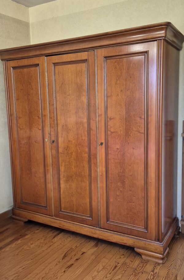 Armoire 3 portes merisier massif - années 50-70 - grand format