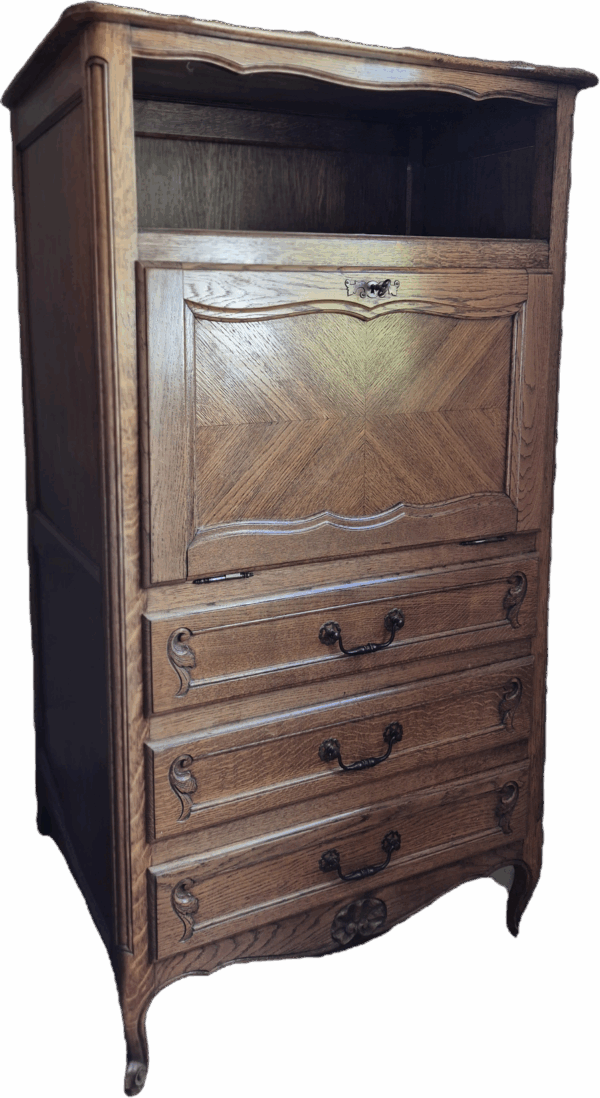 Secrétaire chêne massif style Louis XV, début XXe