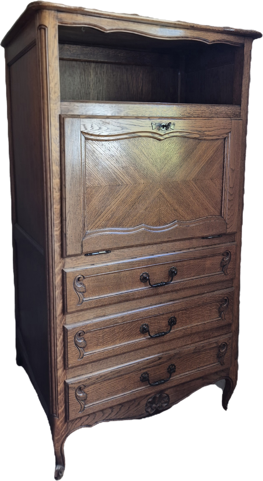 Secrétaire chêne massif style Louis XV, début XXe