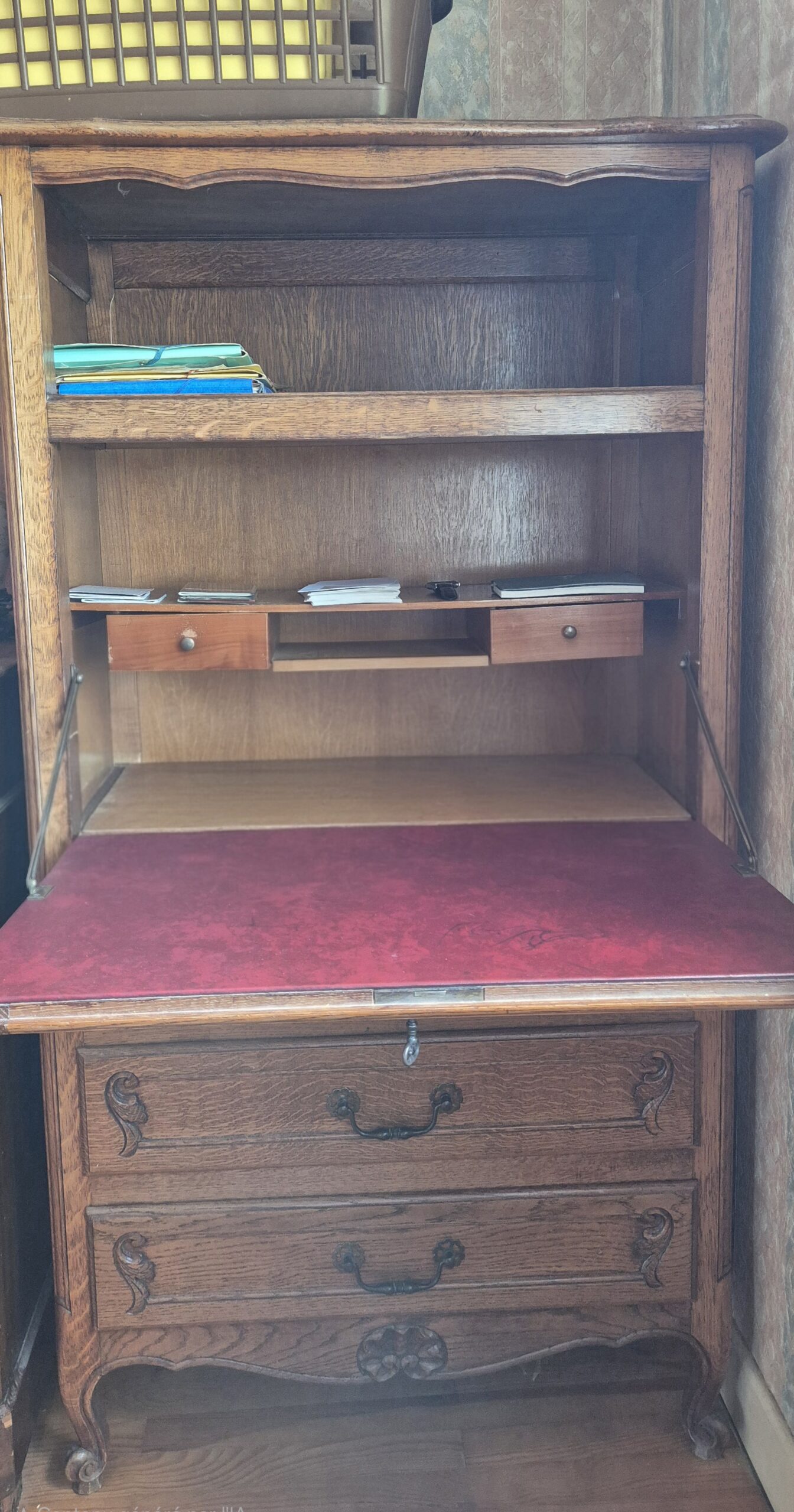 Secrétaire chêne massif style Louis XV, début XXe – Image 3