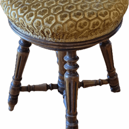 Tabouret ancien tourné - velours motifs - fin XIXe